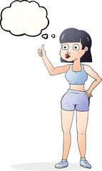 freehand drawn thought bubble cartoon gym woman