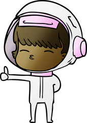 cartoon curious astronaut giving thumbs up