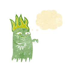 Fototapeta premium cartoon spooky ghost with thought bubble