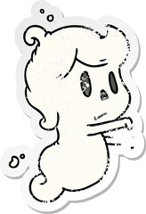 distressed sticker cartoon illustration of a kawaii cute ghost