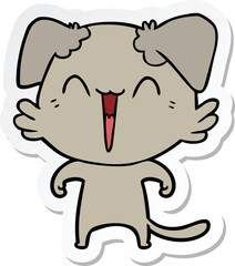 sticker of a happy little dog cartoon