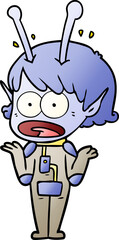 cartoon shocked alien girl