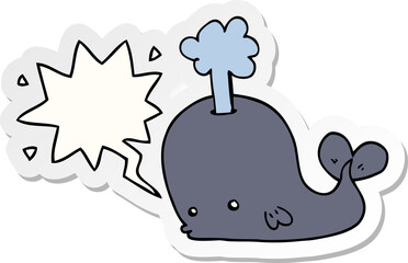 cartoon whale with speech bubble sticker