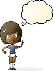 cartoon pretty maid with thought bubble