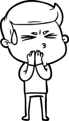 cartoon man sweating