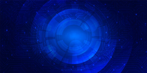 Abstract digital technology futuristic circuit board blue background, Cyber science tech layout, Innovation future Ai big data, Global internet network connection, Cloud hi-tech illustration vector