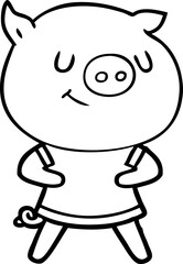 happy cartoon pig