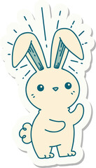 sticker of a tattoo style cute bunny