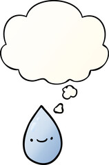 cartoon raindrop with thought bubble in smooth gradient style