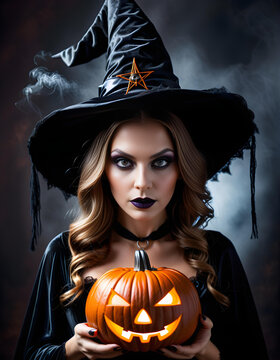 scary halloween witch. generative ai