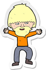 sticker of a cartoon happy man with beard