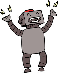 cartoon doodle happy robot
