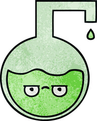retro grunge texture cartoon of a science experiment