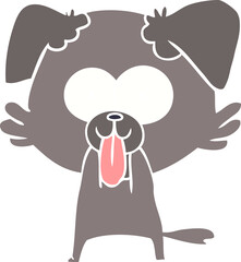 flat color style cartoon dog with tongue sticking out