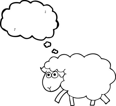freehand drawn thought bubble cartoon muddy sheep