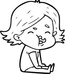 cartoon girl pulling face