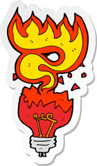 sticker of a cartoon red light bulb exploding