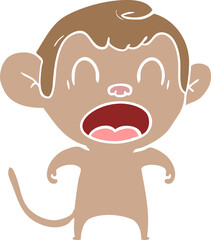 shouting flat color style cartoon monkey