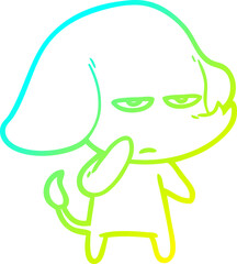cold gradient line drawing of a annoyed cartoon elephant