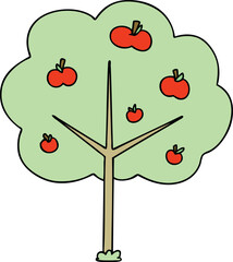 hand drawn quirky cartoon apple tree