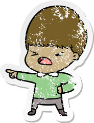 distressed sticker of a cartoon stressed man