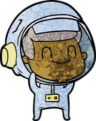 happy cartoon astronaut man