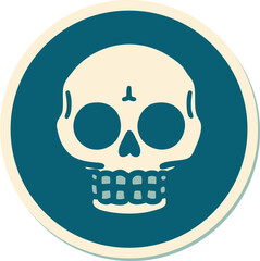 sticker of tattoo in traditional style of a skull