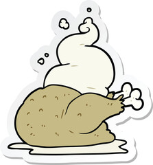 sticker of a cartoon cooked chicken