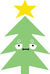 flat color retro cartoon of a christmas tree