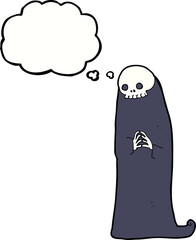 cartoon halloween ghoul with thought bubble
