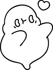 line doodle of a cute halloween ghost in love