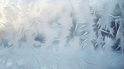 Frozen window background. Frosty weather. Winter background concept. 