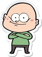 sticker of a cartoon bald man staring