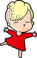 cartoon squinting girl