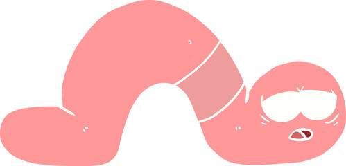 flat color style cartoon tired worm