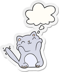 cartoon cat with thought bubble as a printed sticker