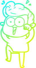 cold gradient line drawing of a cartoon man