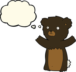 cute cartoon black bear with thought bubble