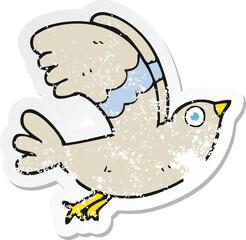 retro distressed sticker of a cartoon bird