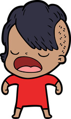 cartoon cool hipster girl talking