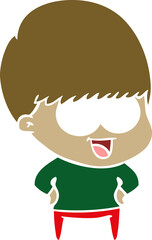 happy flat color style cartoon boy