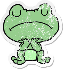 distressed sticker of a cartoon frog