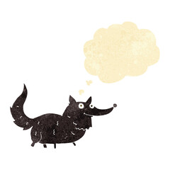 cartoon little dog with thought bubble