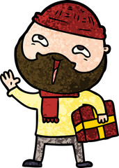 cartoon happy bearded man