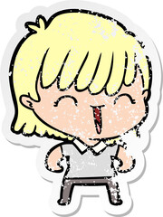Obraz premium distressed sticker of a cartoon woman