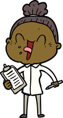 cartoon happy old woman