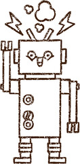 Robot Waving Charcoal Drawing