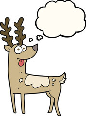freehand drawn thought bubble cartoon reindeer
