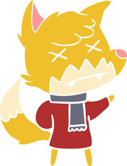 flat color style cartoon dead fox