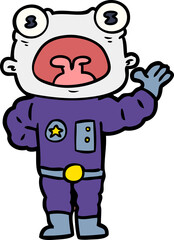 cartoon weird alien waving